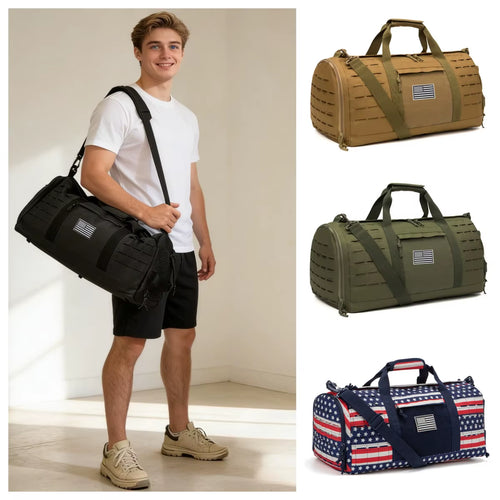40L Tactical Sports Gym Bag for Men Fitness Duffel Bag Weekender Travel Bag Basketball Training Survival Bag with Shoe Pocket
