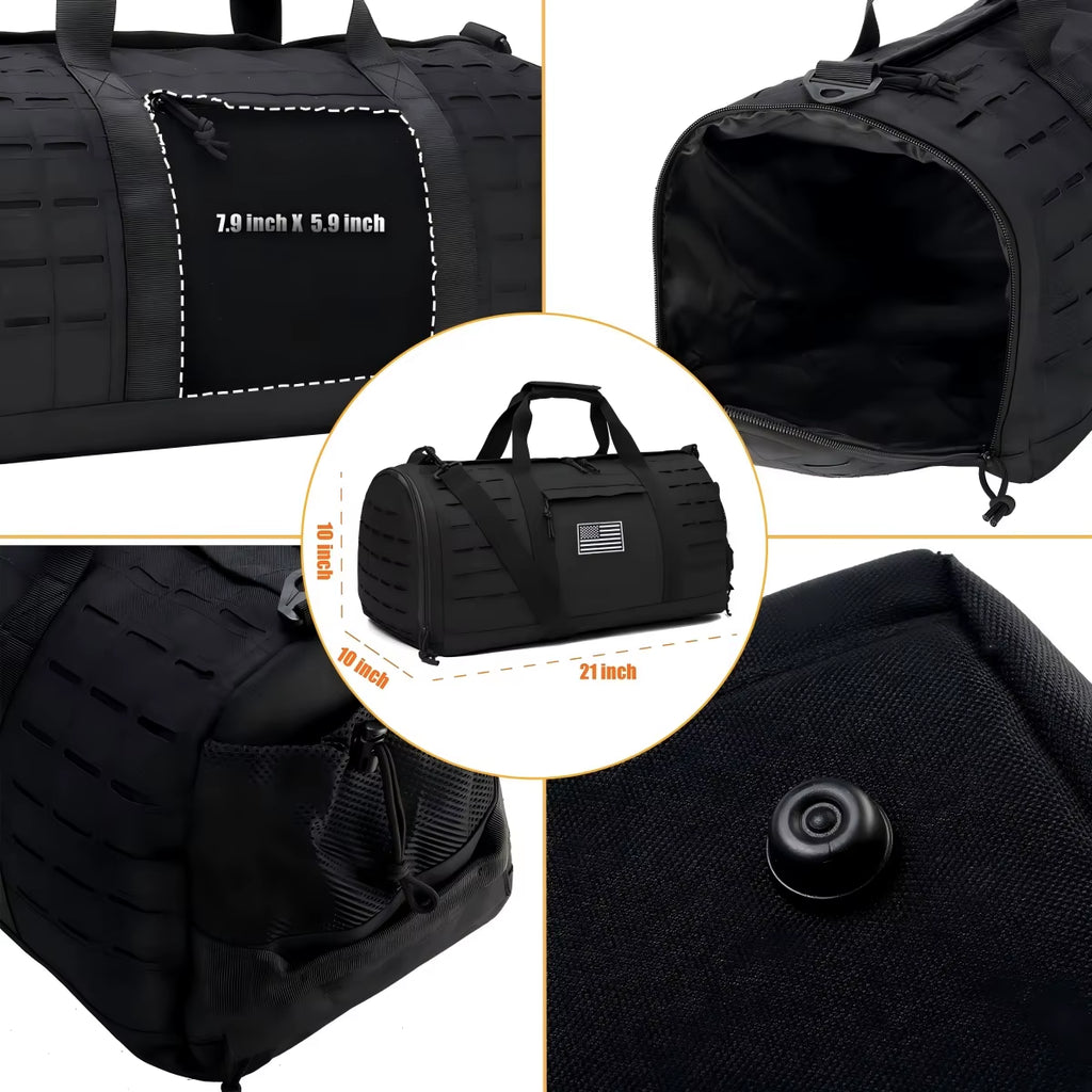 40L Tactical Sports Gym Bag for Men Fitness Duffel Bag Weekender Travel Bag Basketball Training Survival Bag with Shoe Pocket